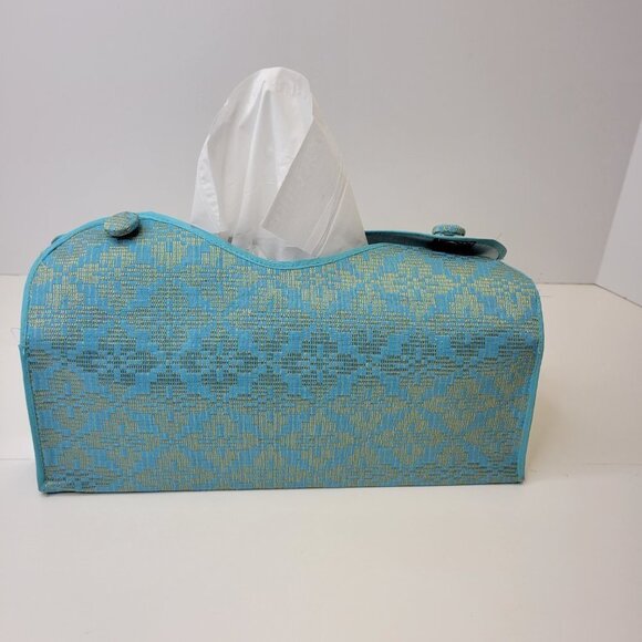 Blue and Gold Songket Tissue Box Holder - Picture 7 of 11